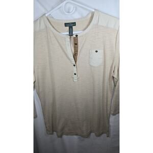 Lauren Ralph Lauren Jeans Co Women Long Sleeve Top Tan Size XL 100% Cotton